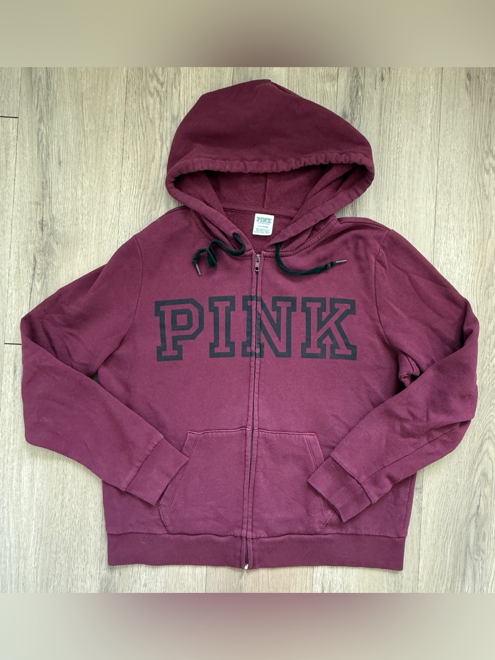 PINK Victoria’s Secret Full Zip Hooded Logo Hoodie Burgundy Women’s Large
